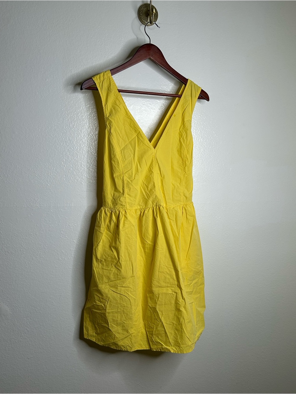 NWT Nation LA 100% Pima Cotton Yellow Criss Cross Back Popover Tank Dress